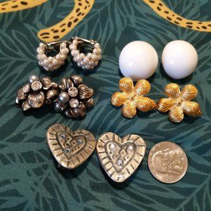Vintage clip Earrings Lot 5 pair